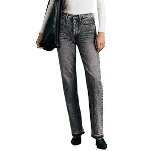 Rag & Bone Alex high rise straight leg jeans Harley black gray women cuff new 23